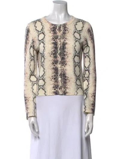 Pre-owned Maje Animal Print Crew Neck Sweater In Neutral