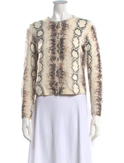 Pre-owned Maje Animal Print Crew Neck Sweater In Neutrals