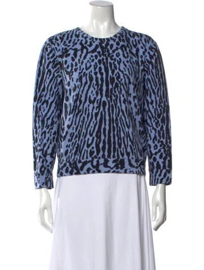 Pre-owned Maje Animal Print Crew Neck Sweatshirt In Blue