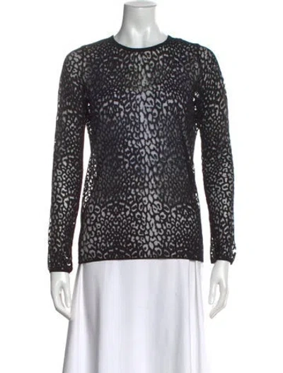 Pre-owned Maje Animal Print Crew Neck Top In Black