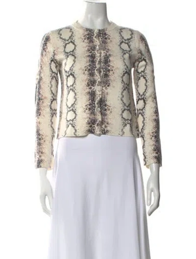 Pre-owned Maje Animal Print Crew Neck Top In Neutral