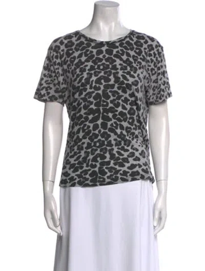 Pre-owned Maje Animal Print Crew Neck T-shirt In Gray