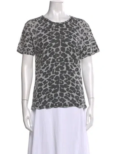 Pre-owned Maje Animal Print Crew Neck T-shirt In Gray
