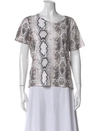 Pre-owned Maje Animal Print Crew Neck T-shirt In Neutral