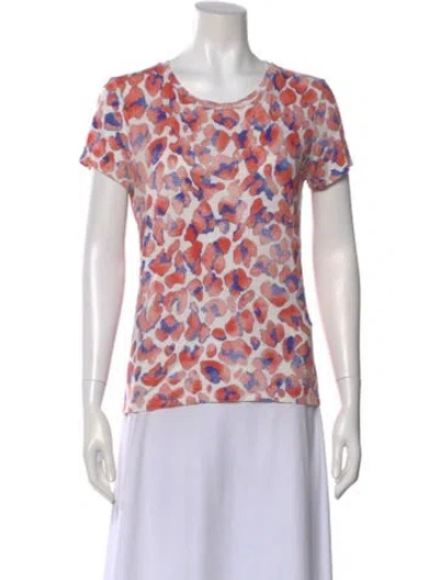 Pre-owned Maje Animal Print Crew Neck T-shirt In White