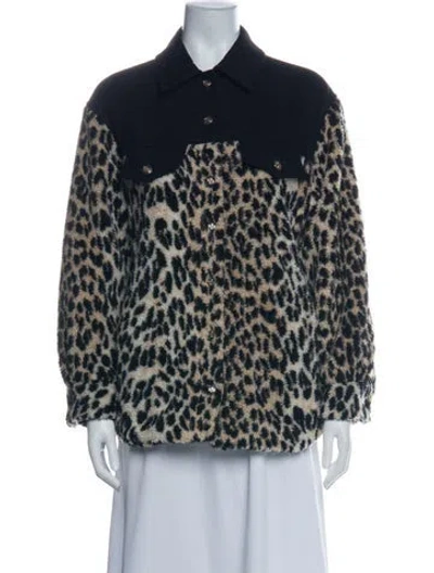 Pre-owned Maje Animal Print Jacket In Green