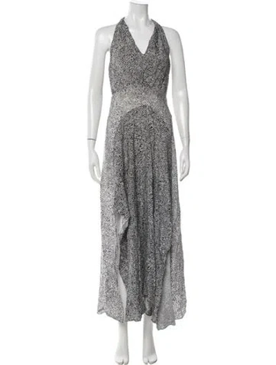 Pre-owned Maje Animal Print Long Dress In Black
