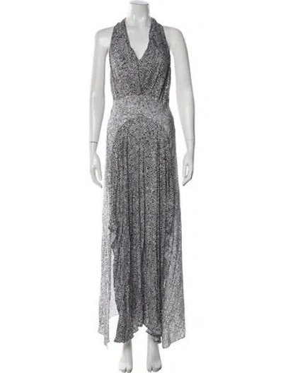 Pre-owned Maje Animal Print Long Dress In Black