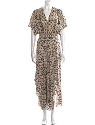 Pre-owned Maje Animal Print Long Dress In Neutral