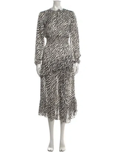 Pre-owned Maje Animal Print Long Dress In Neutrals