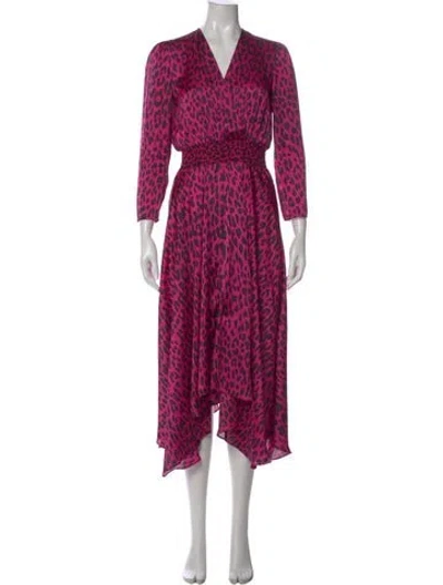 Pre-owned Maje Animal Print Long Dress In Pink