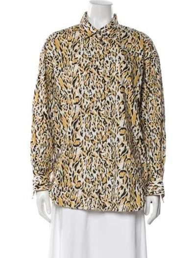 Pre-owned Maje Animal Print Long Sleeve Blouse In Multi