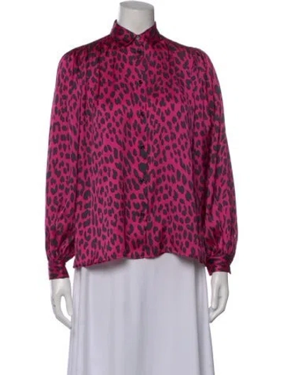 Pre-owned Maje Animal Print Long Sleeve Blouse In Multi