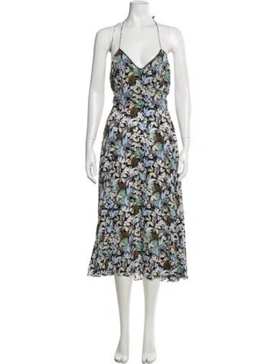 Pre-owned Maje Animal Print Midi Length Dress In Black