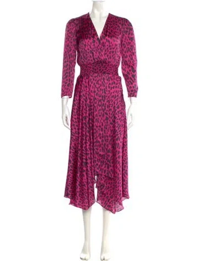 Pre-owned Maje Animal Print Midi Length Dress In Pink