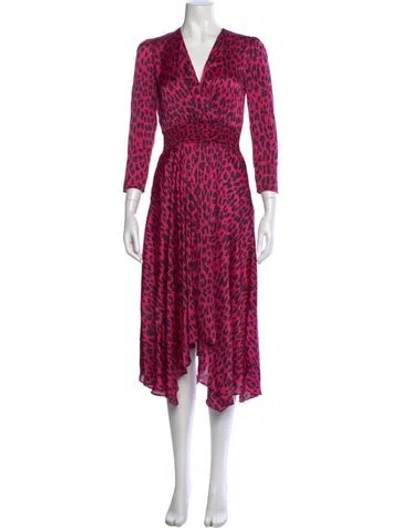 Pre-owned Maje Animal Print Midi Length Dress In Pink