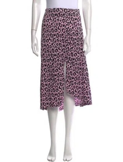 Pre-owned Maje Animal Print Midi Length Skirt In Pink