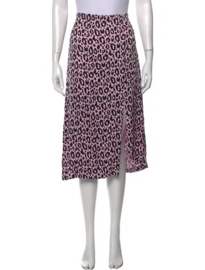 Pre-owned Maje Animal Print Midi Length Skirt In Pink
