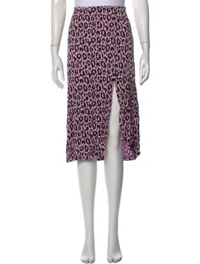 Pre-owned Maje Animal Print Midi Length Skirt In Purple
