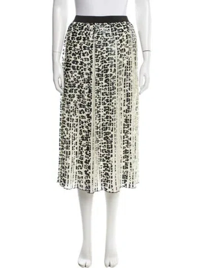 Pre-owned Maje Animal Print Midi Length Skirt In White