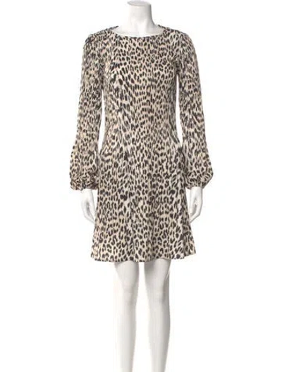 Pre-owned Maje Animal Print Mini Dress In Brown