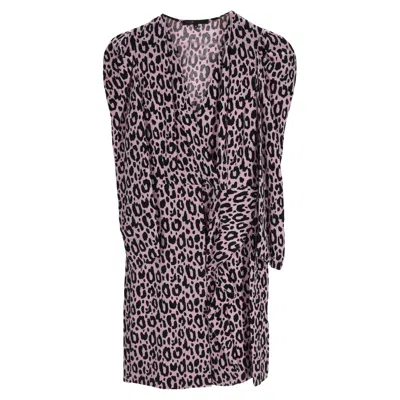 Maje Animal Print Mini Dress In Multicolor Cupro