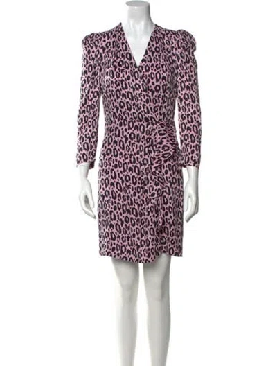 Pre-owned Maje Animal Print Mini Dress In Purple