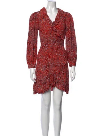 Pre-owned Maje Animal Print Mini Dress In Red