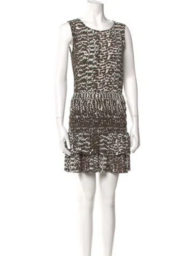 Pre-owned Maje Animal Print Mini Dress In White