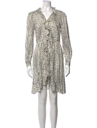 Pre-owned Maje Animal Print Mini Dress In White