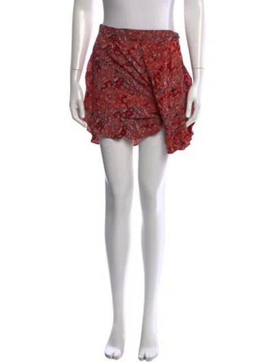 Pre-owned Maje Animal Print Mini Shorts In Red
