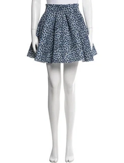 Pre-owned Maje Animal Print Mini Skirt In Black/blue/white