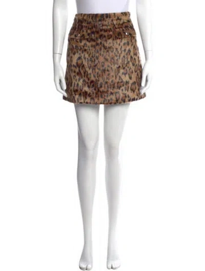Pre-owned Maje Animal Print Mini Skirt W/ Tags In Neutral
