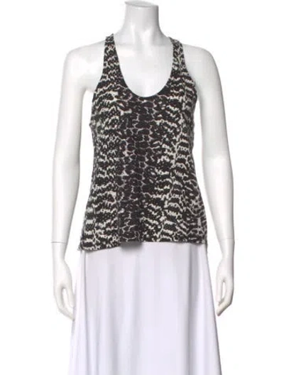 Pre-owned Maje Animal Print Scoop Neck Top In Green