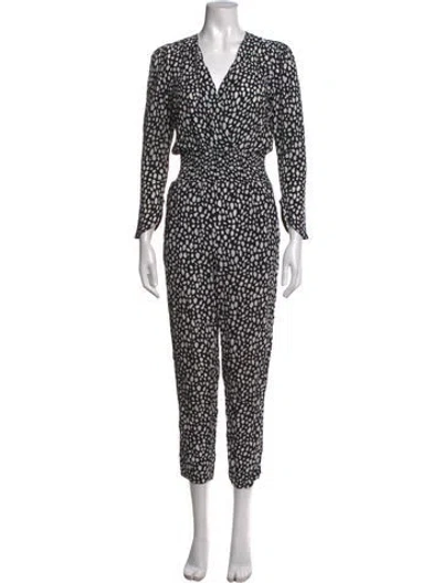 Pre-owned Maje Animal Print V-neck Jumpsuit In Black