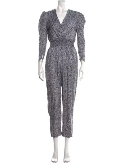 Pre-owned Maje Animal Print V-neck Jumpsuit In Black