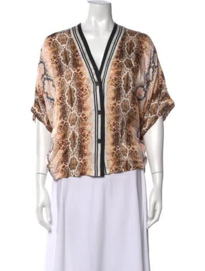 Pre-owned Maje Animal Print V-neck Top In Neutrals