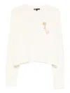 Maje Appliqué Ribbed Sweater In White