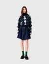 Maje Argyle Jumper With Rhinestones In Multi