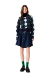 Maje Argyle Sweater With Rhinestones In Multi