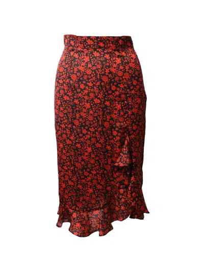 Pre-owned Maje Asymmetric Floral Midi Skirt In Black