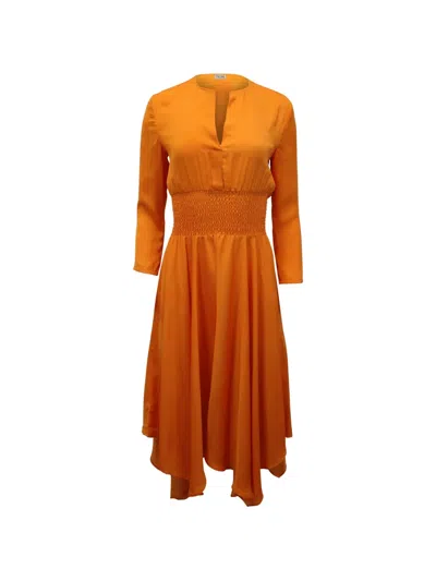 Pre-owned Maje Asymmetric-hem Midi Dress In Orange