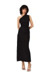 Maje Womens Black Rhinestone-embellished Asymmetric Stretch-knit Maxi Dress In Black