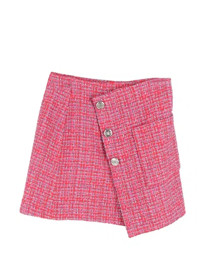 Pre-owned Maje Asymmetric Tweed Mini Skirt In Pink