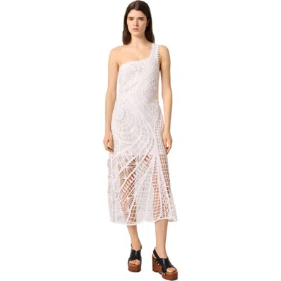 Maje Asymmetrical Crochet Maxi Dress In White