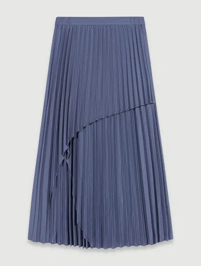 Maje Asymmetrical Pleated Skirt In Gris