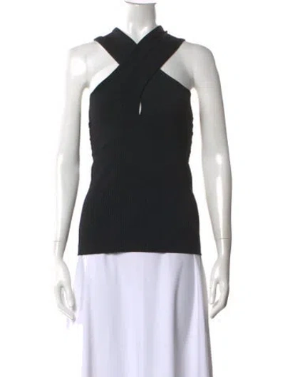 Pre-owned Maje Asymmetrical Sleeveless Top In Black