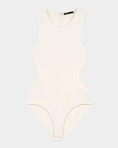 Maje Backless Jewelry Neck Bodysuit In White