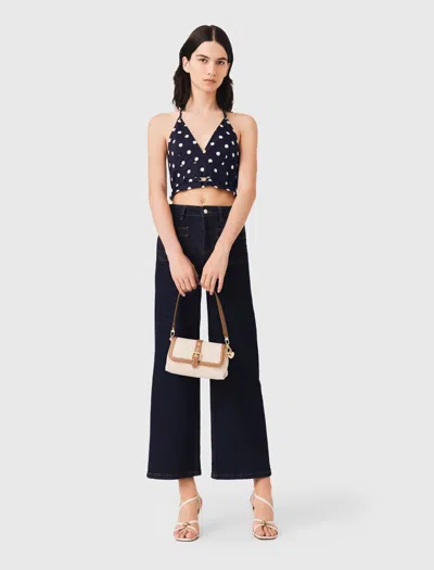 Maje Backless Linen Blend Top In Black