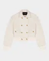 Maje Badeira Tweed-effect Cropped Jacket In Ecru